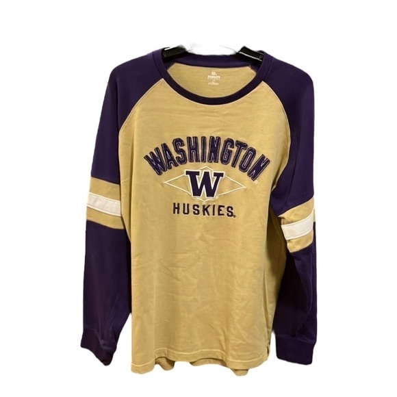 Knights Apparel Women’s Sz L Washington Huskies Long Sleeve Purple Tan Tee - Picture 2 of 7